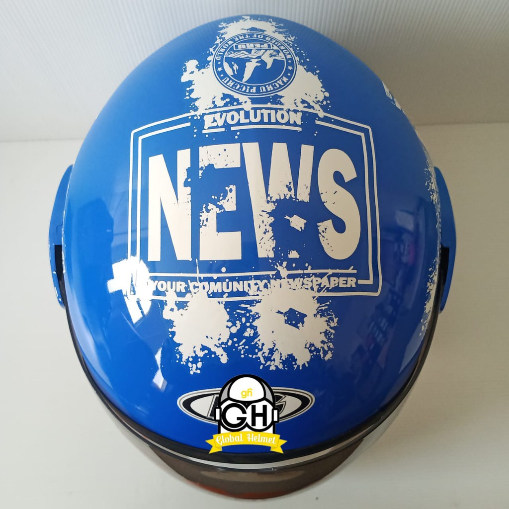 HELM EVOLUTION NEWS BLUE HALF FACE MURAH MODEL GM EVO