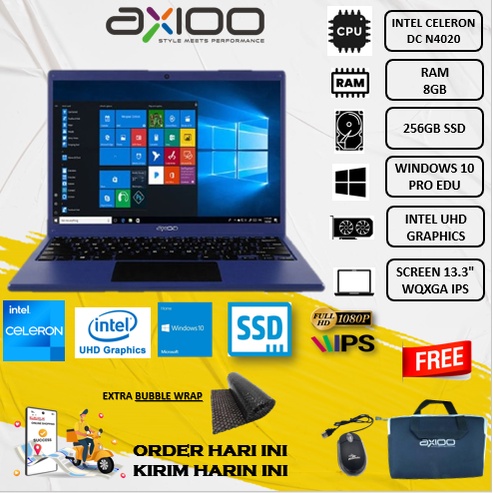 laptop Sekolah axioo mybook 14F N4020 8GB 256GB SSD WQXGA WIN10PRO BLUE