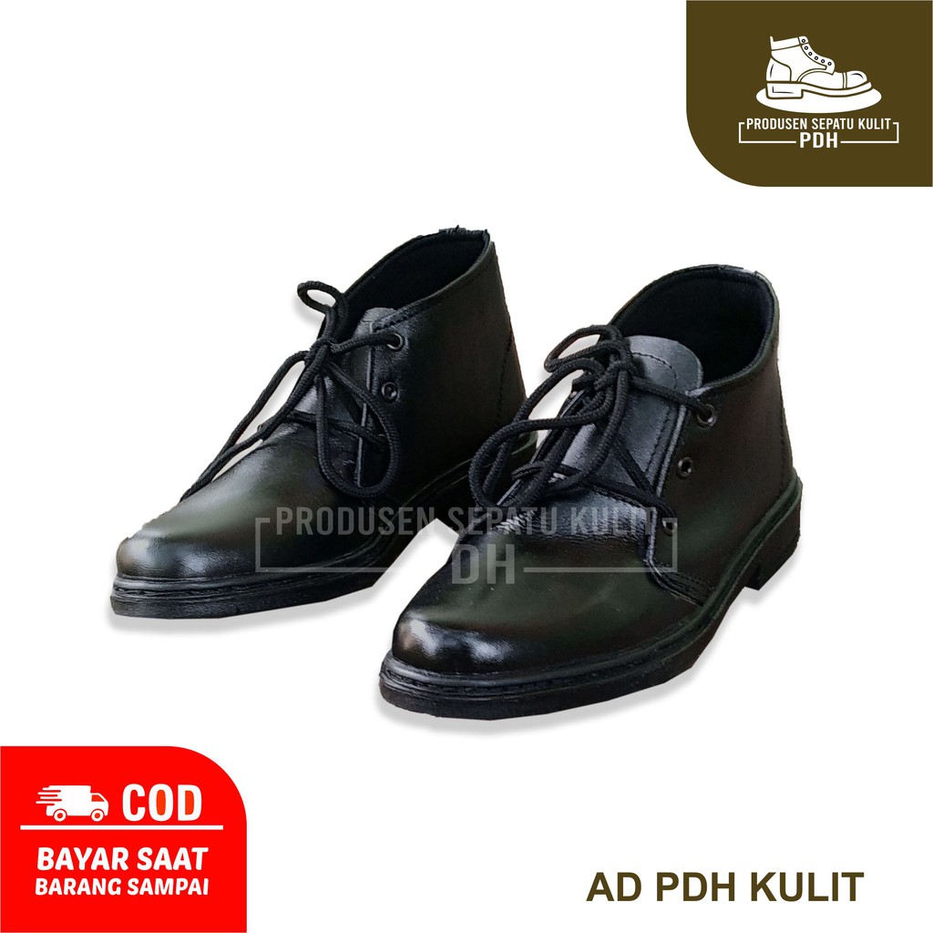 NOTIS - SEPATU PDH KULIT KILAP PRIA PANTOFEL TALI RESLETING SEPATU PDH SATPAM JATAH TNI POLRI SECURITY SEPATU KERJA PRIA