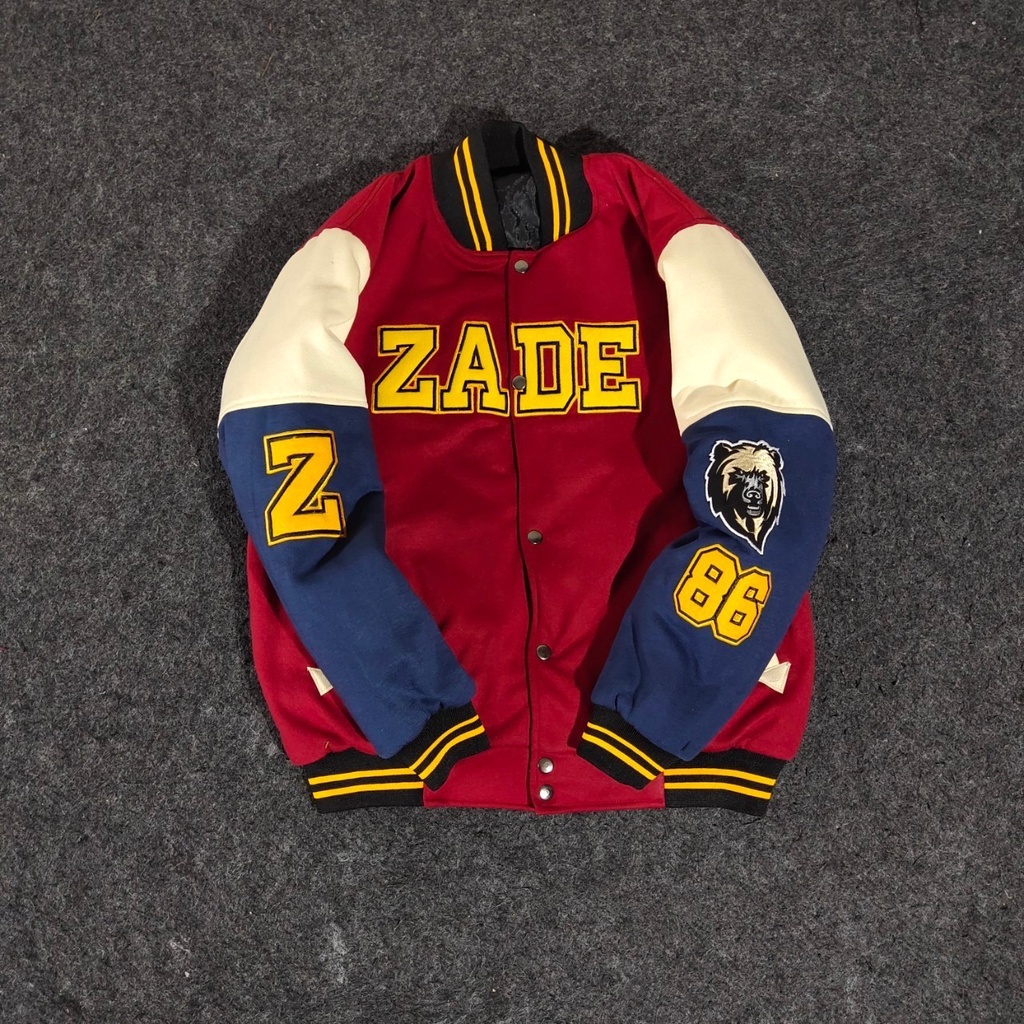 VARSITY Jacket MERAH NEVI CREAM Jaket Varsity Pria Premium HITAM LEATHER Nascar Varsity Baseball Jac