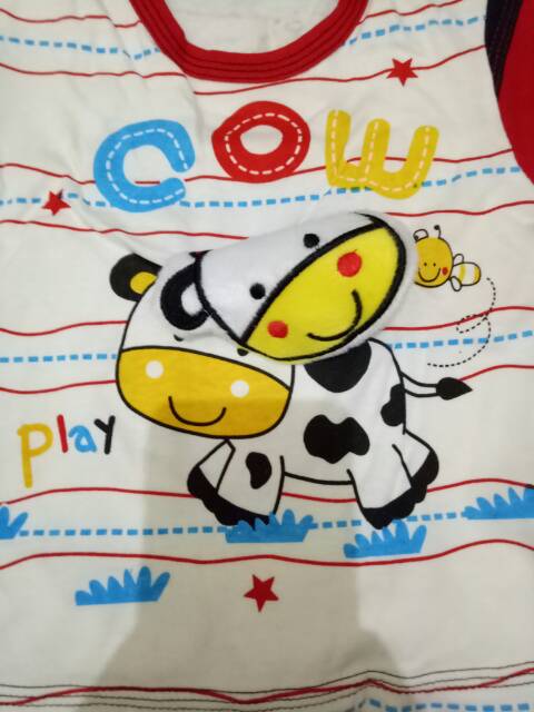 Setelan baju anak pendek 3D karakter cow