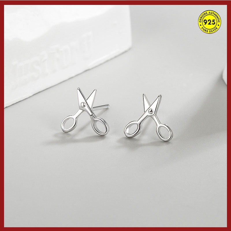 Anting Tusuk Sterling Silver 925 Desain Gunting Mini Untuk Wanita