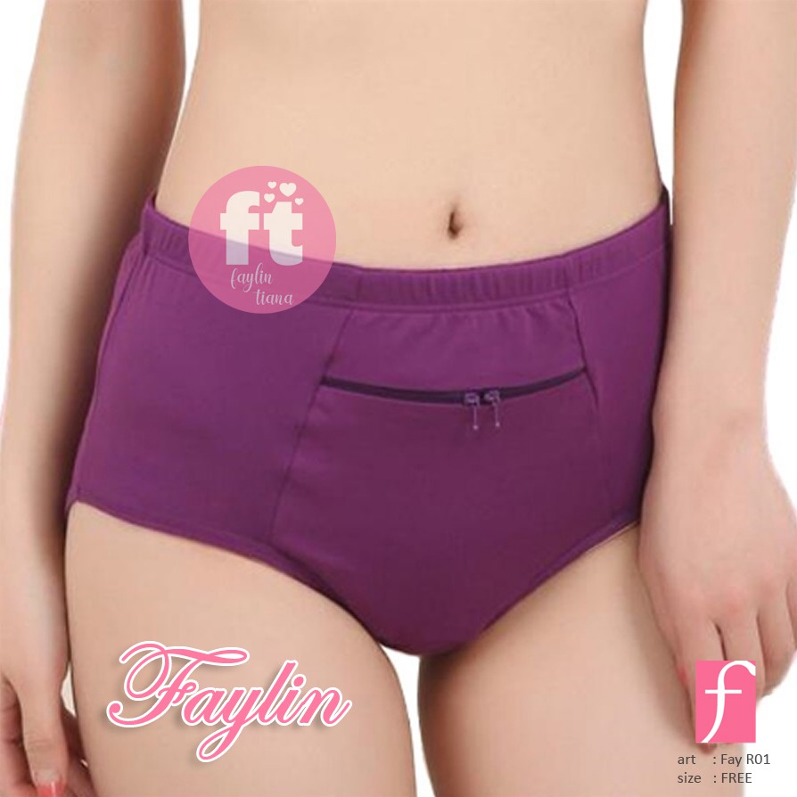 FAYLIN | Celana Dalam Wanita Kantong RITSLETING / Cd Saku RESLETING / BAHAN ADEM LEMBUT/ art Fay R01