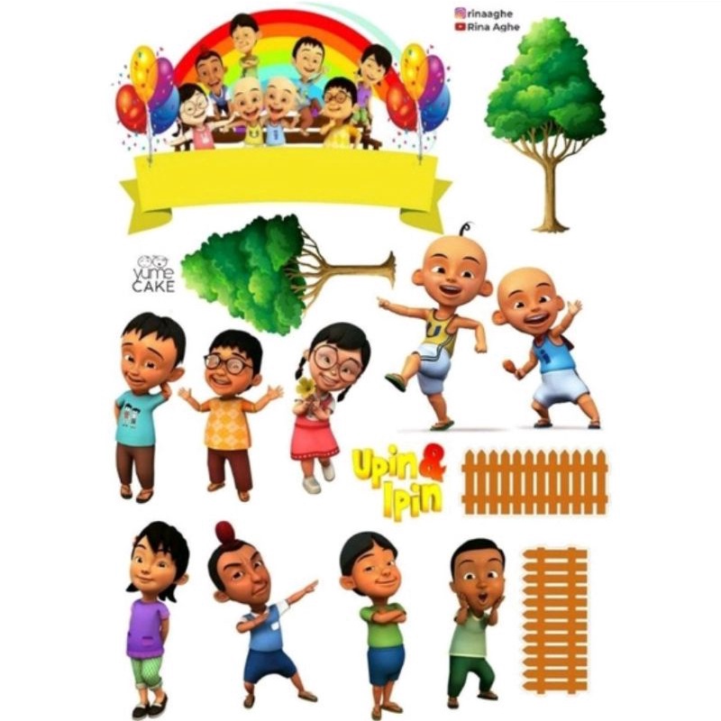Topper Cake Upin Ipin | Topper Ulang Tahun | Topper Ultah