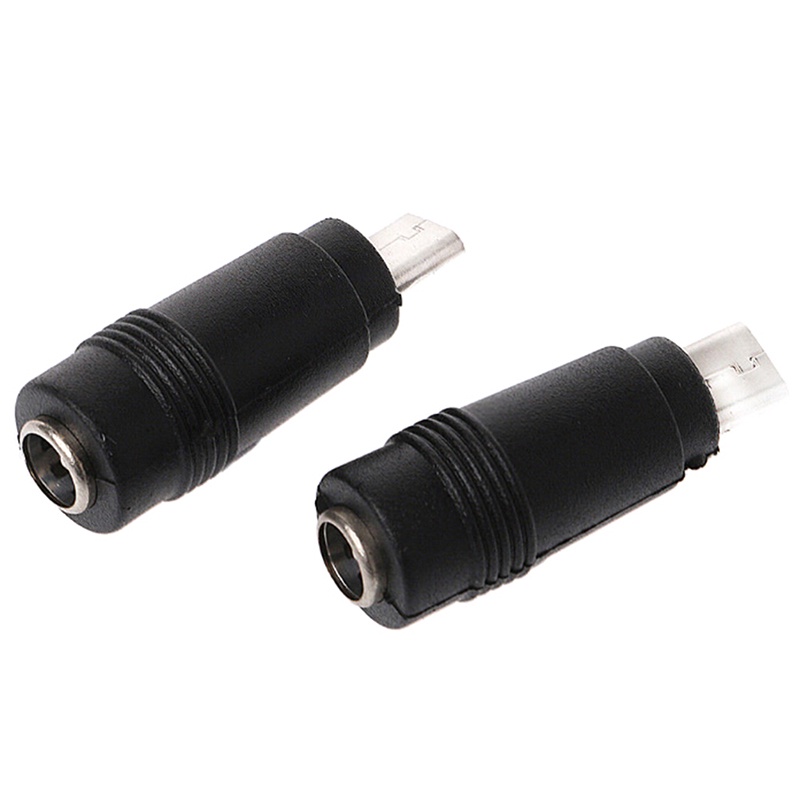 {LUCKID}2Pcs DC 5.5*2.1mm female jack plug to micro USB 5pin male power converter