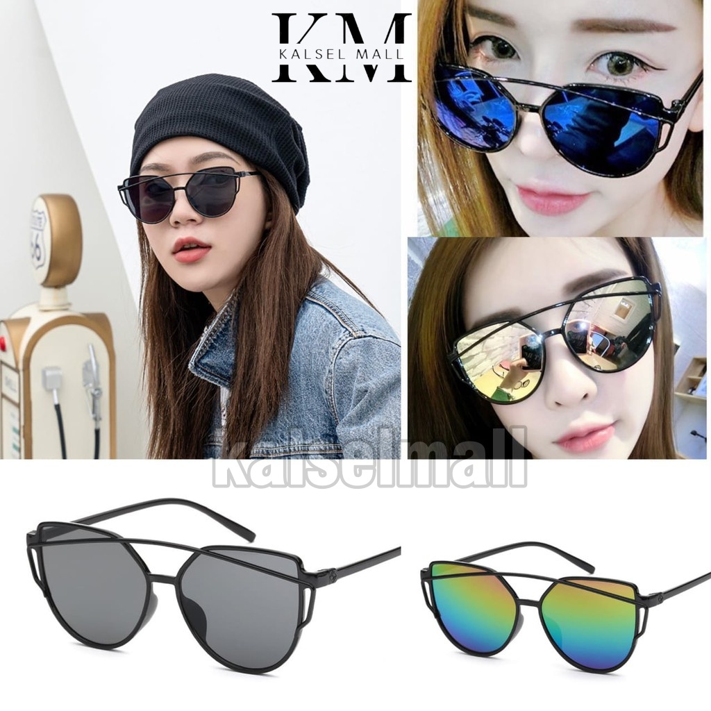 Kacamata Cat Eye Wanita Horn Anti UV Sinar Matahari Cewek Kaca Mata Hitam Fashion Show Sunglasses Fashion Unisex Bisa Antiradiasi Polarised KCH17