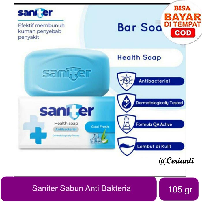 [PER PCS] [105GR] Saniter Health Soap Antibacterial 105gr | Bar Soap | Sabun Batang | Sabun Batang Anti Bakteri Anti Bacterical_Cerianti