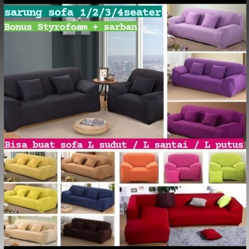 sarung penutup sofa 1/2/3/4 seater cover sofa elastis