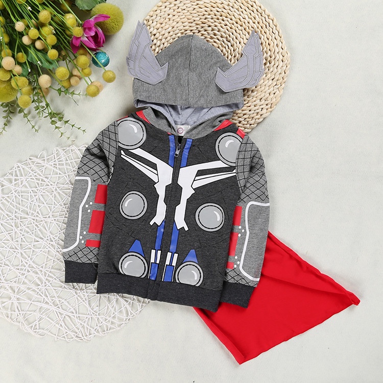 1-8Tahun Jaket Anak Karakter Spiderman Batman Ironman CaptainAmerica Import