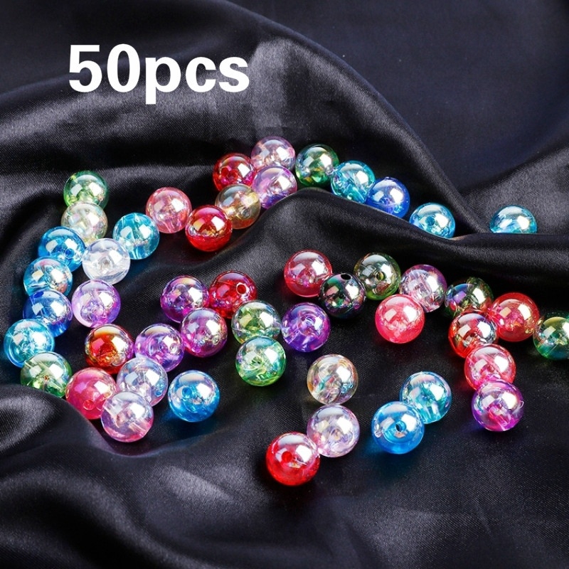 50Pcs Manik Manik Mutiara Akrilik Warna Warni Ukuran 8mm 