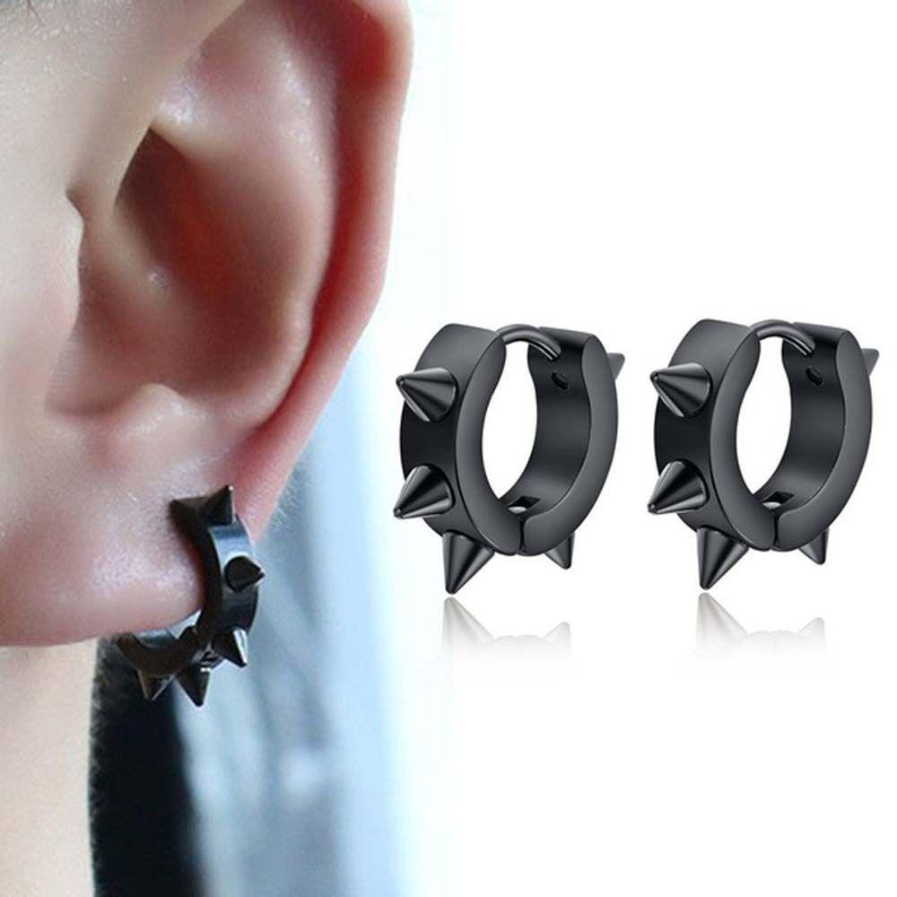 Mxbeauty Anting Hoop 2pcs Unisex Anti Karat Fashion Geometris Rivet Gothic Perhiasan