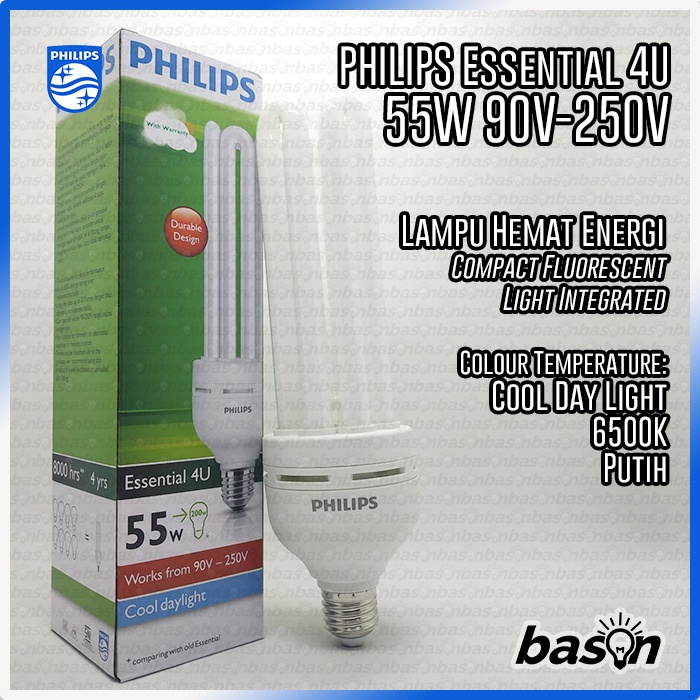 PHILIPS ESSENTIAL 4U 55W E27 - Lampu Hemat Energi