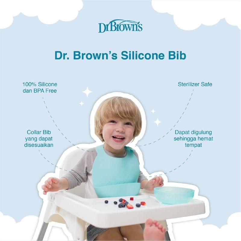 Dr.Brown's Silicone Bib - Slaber bayi/Baby bib