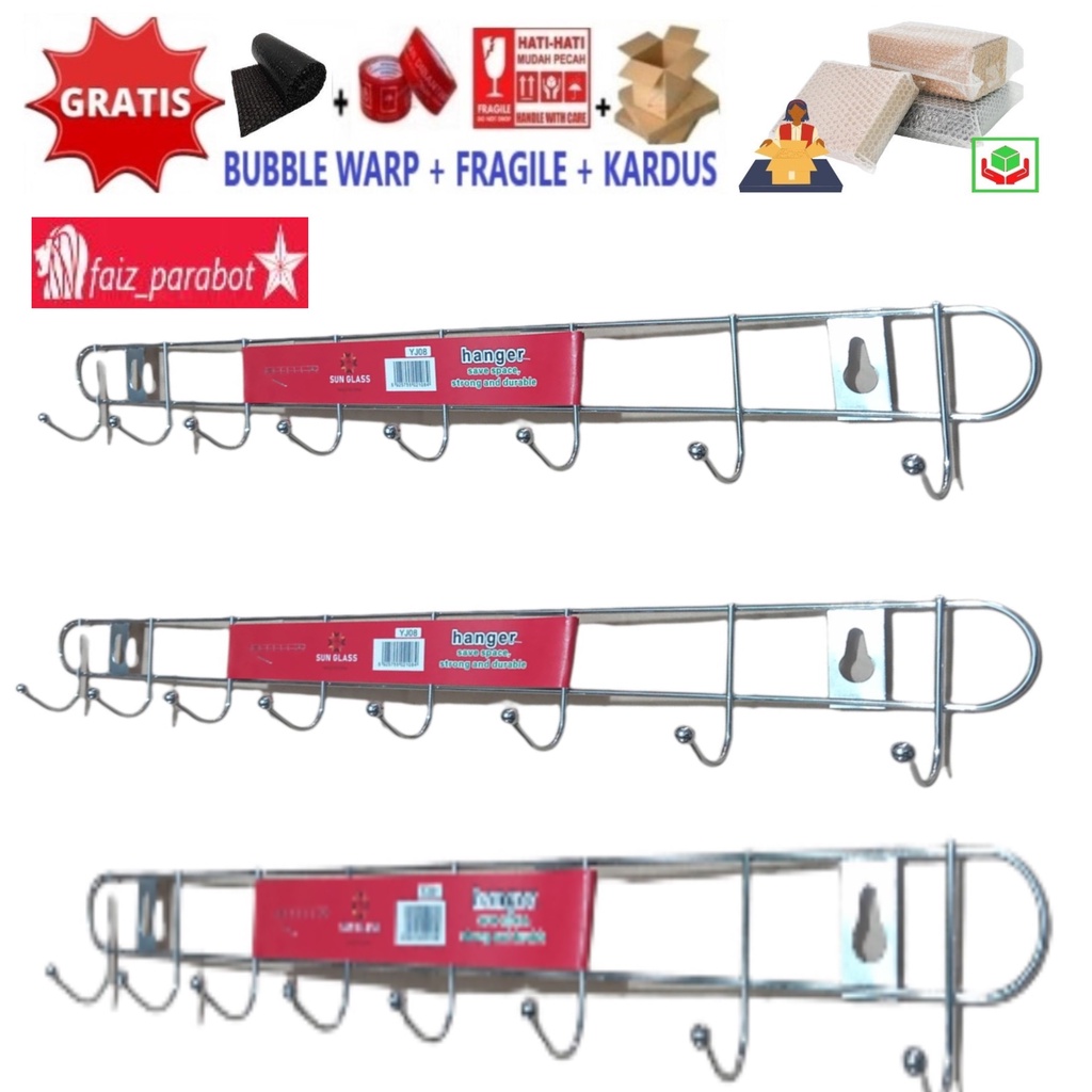 Serba grosir murah Gantungan baju dinding stainles hanger kapstok 8 kait