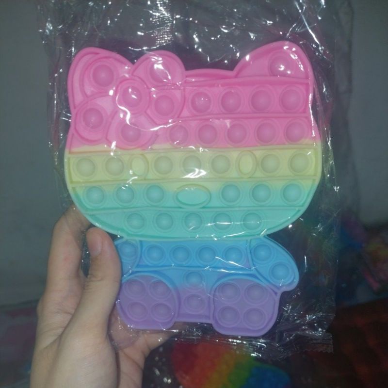 《READY STOCK 50+ JENIS》 Mainan Anak Pop it Fidget Unicorn Rainbow Versi 1-Hello kitty Pastel