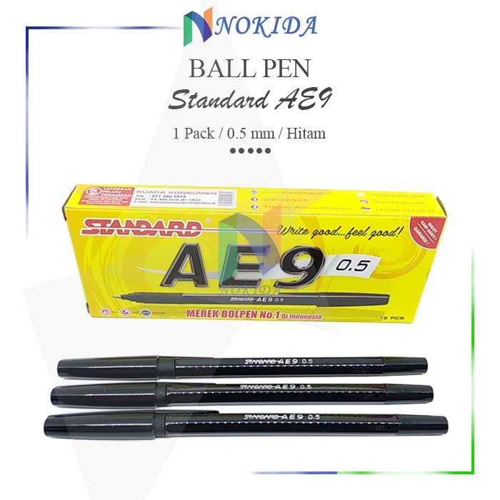 

Nokida Ball Pen Standard AE9 [12 PCS] / Pulpen 1 Pack / Ballpoint Bulpen 1 Pak / Pena AE9 / Bolpen Standard / Pulpen Tinta Hitam