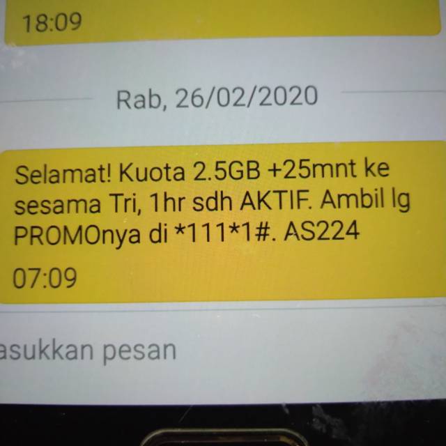 Kartu Tri Sakti 1 Hari 3000 2.5 gb+ nelpon sesama 3 25 menit Full 24 Jam
