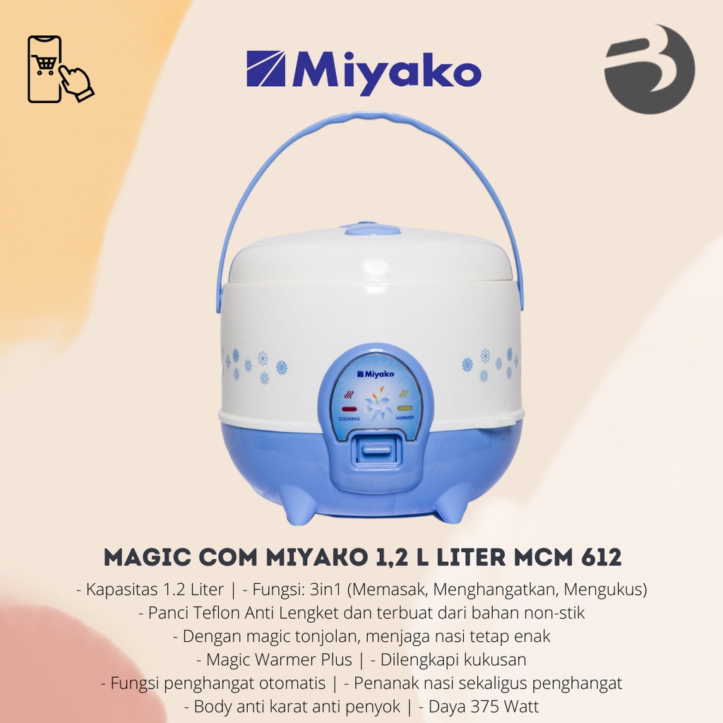 Rice Cooker / Magic Com Miyako 1,2 L Liter MCM 612