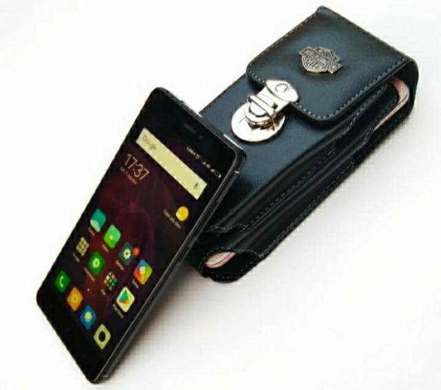 DOMPET HP PRIA 2 SLOT KULIT SINTETIS FULL BLACK