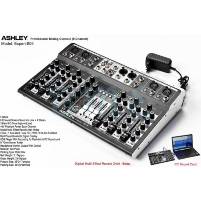Mixer Audio Ashley EXPERT804/EXPERT 804 8CH USB-BLUETOOTH-SOUNDCARD