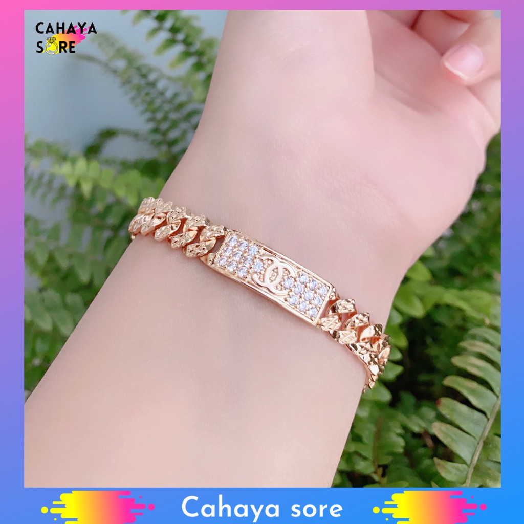 Gelang Xuping Gold Gelang Tangan Dewasa Rantai Permata HC Cantik G09-2