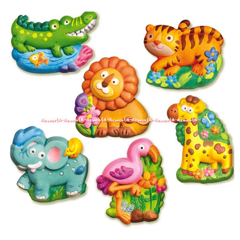 4M Mould &amp; Paint Craft Zoo Animal Mainan Kreasi Menghias Mencetak Hewan Buaya Gajah