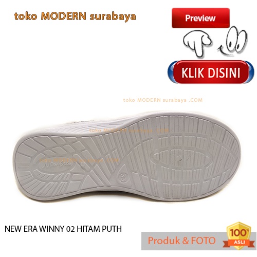 Sepatu anak casual slip on kain rajut NEW ERA WINNY 02 HITAM PUTIH