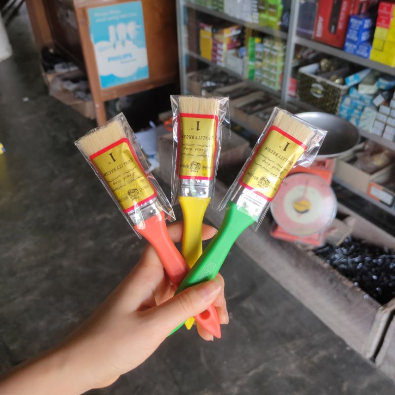 

Kuas Cat 1 inci Gagang Warna Orange Kuning Hijau BRUSH KING 899