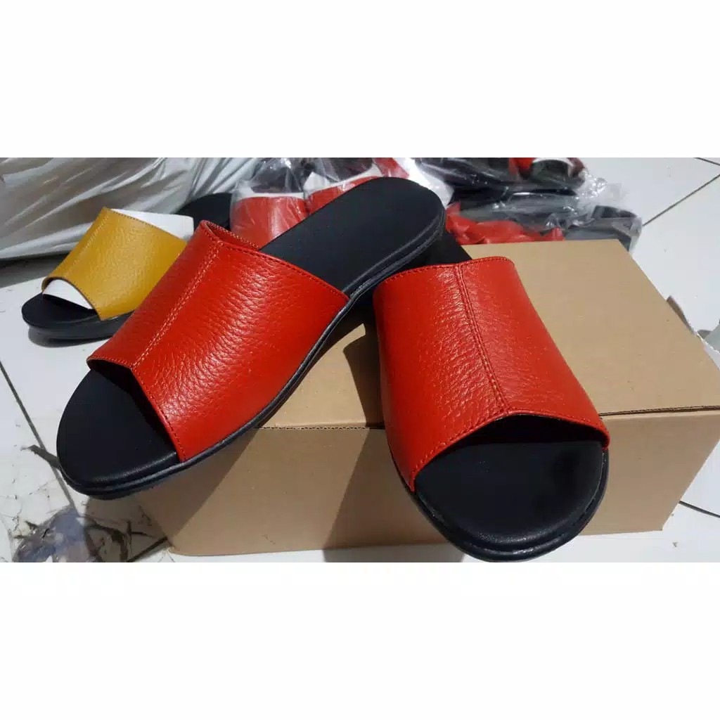 BEST SELLER SANDAL KULIT HAK FLAT WANITA ANTI LICIN PAPIRUT CASUAL ASLI GARUT SUKAREGANG