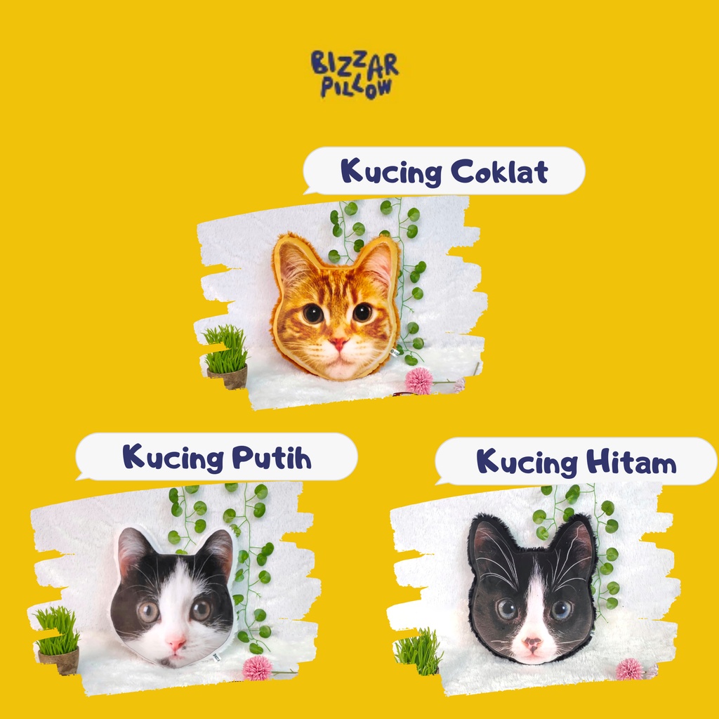 Bizzarpillow Bantal Kepala Kucing Bulu Rasfur size L BZ055