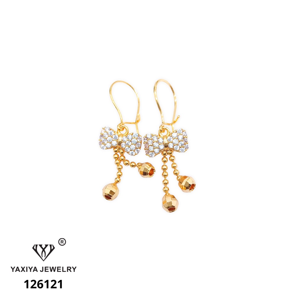 Grosir (SSC) Yaxiya Anting Permata Pita Lapis Emas Perhiasan 18K 215 Premium Termurah