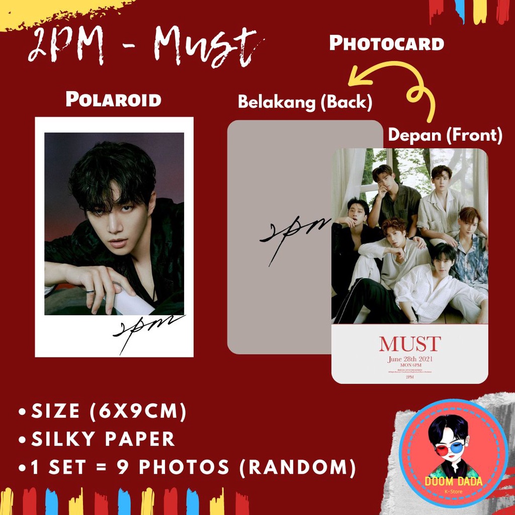 (ISI 9 PCS) Paket Polaroid 2PM MUST Taecyeon Junho Jun K Wooyoung Nickhun Chansung / Paket Photocard 2PM KPOP