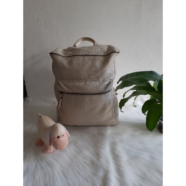 Tas ransel / backpack laptop kulit asli merk ENSOEN made in Korea preloved
