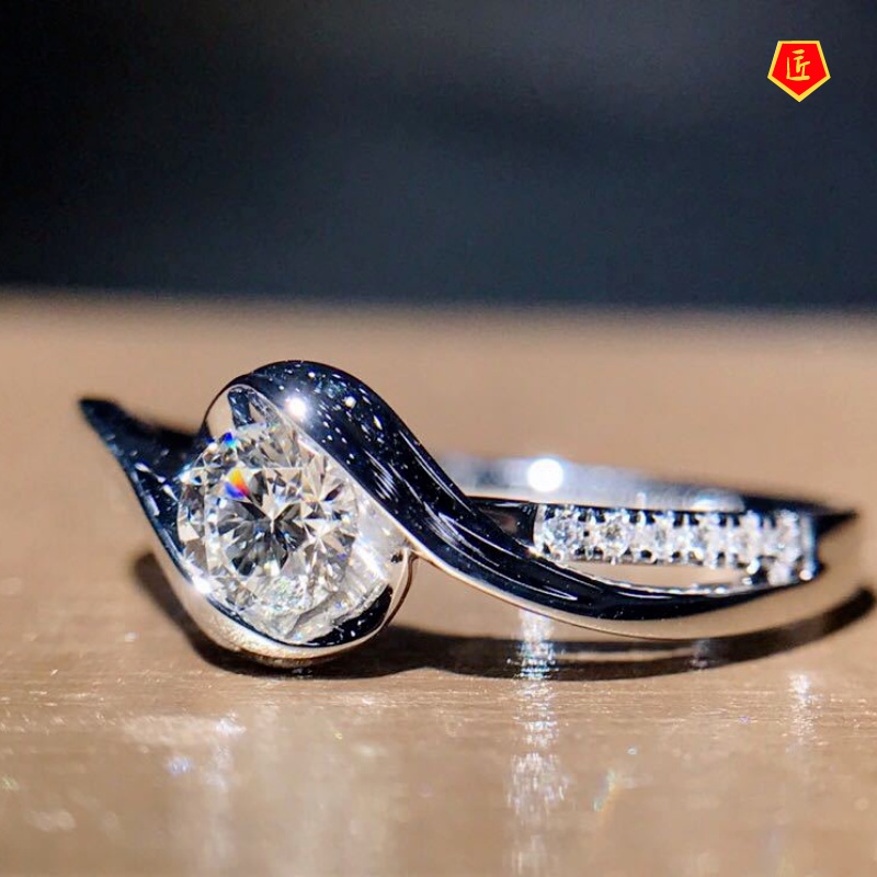 [Ready Stock]Simple 18K Platinum Diamond Ring