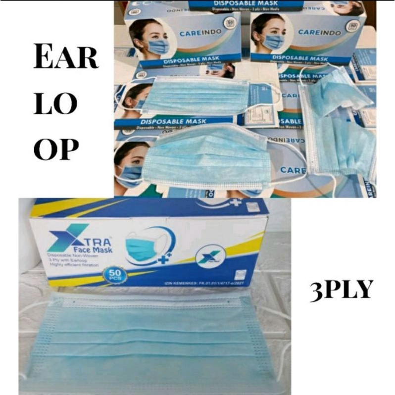 Masker Murah Earloop 3 ply isi 50 pcs / Masker biru murah isi 50 pcs