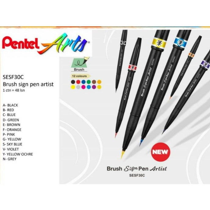 

Brush Sign Pen Atrist ' Pentel ' SESF 30 ada 12 pilihan warna