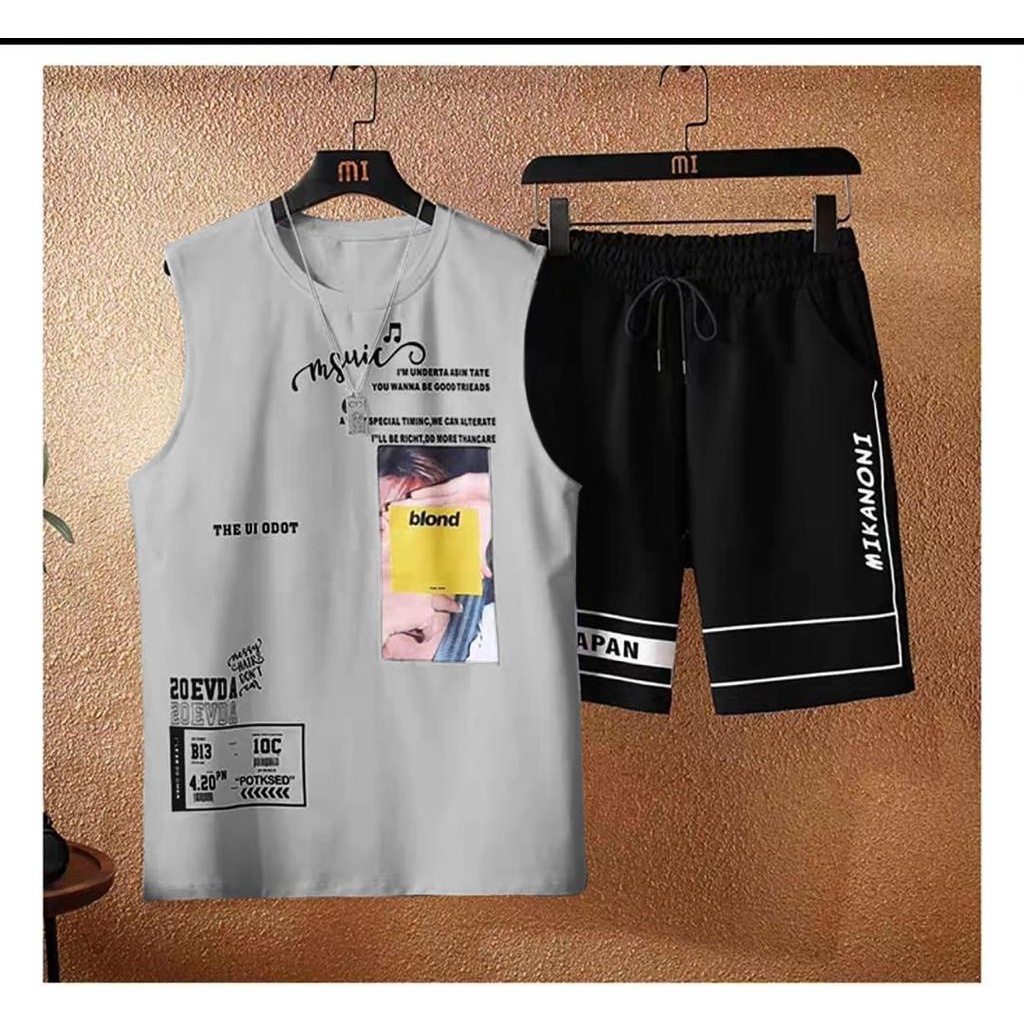 polile781 / stelan odot / kaos oblong+celana / setelan santai / fashion cowok / terlaris