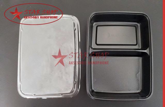 Mika Bento 2 Sekat + Tutup - Kotak Makan Skat 2 - Hitam - Isi 50 Pcs