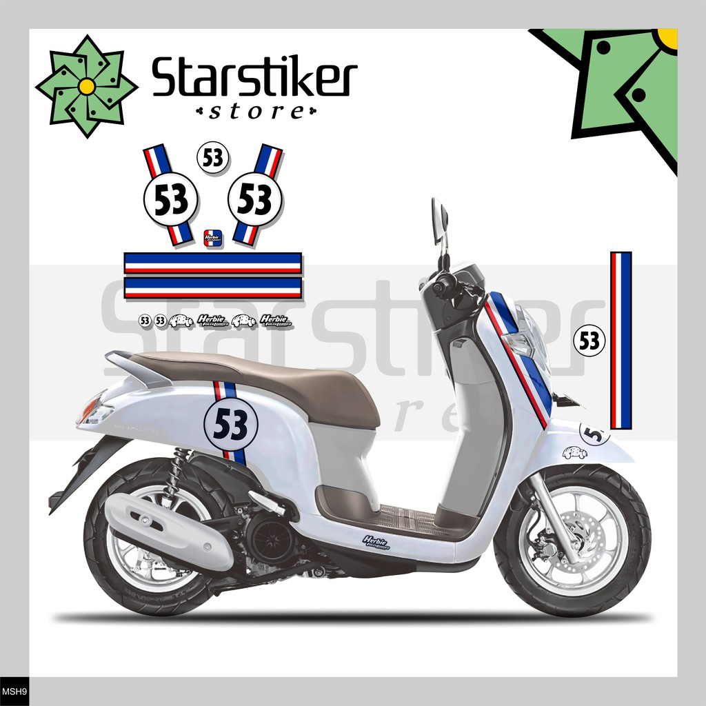 STRIPING SCOOPY STYLISH / SIMPLE / GARIS /  HERBIE /  CUSTOM /  VARIASI / PRINTING / STICKER /MSH9