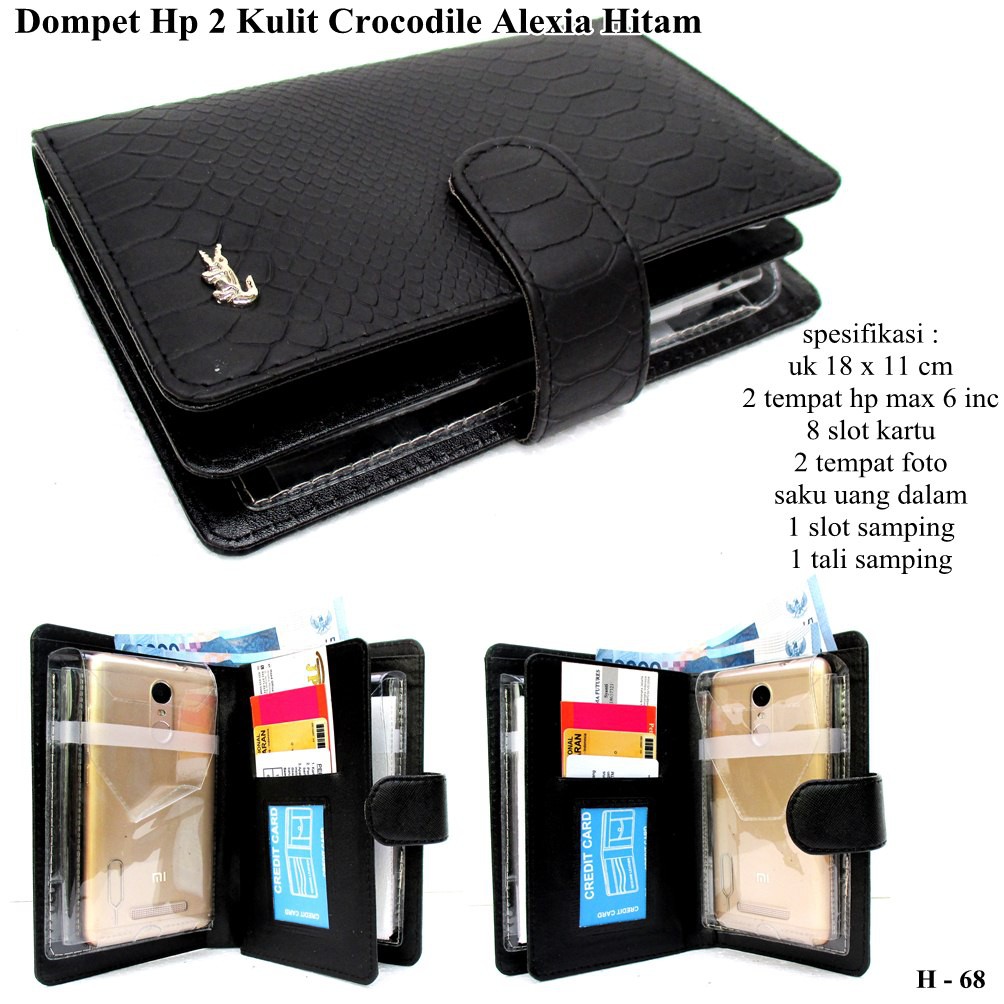 Dompet 2 HP kulit crocodile alexia