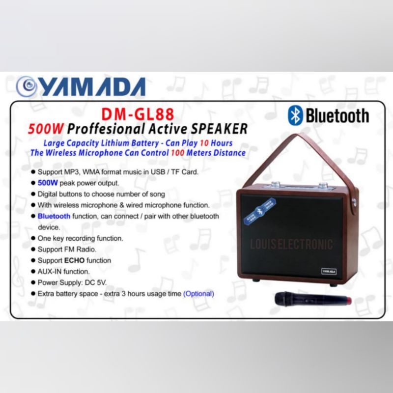 Yamada GL88 Speaker Aktif Portable + Mic Wireless