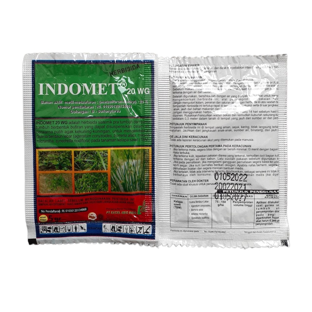 Herbisida Indomet 20 WG 5 Gram metil metsulfuron (metsulfuron-methyl) : 20 % Metafuron Penta Furon