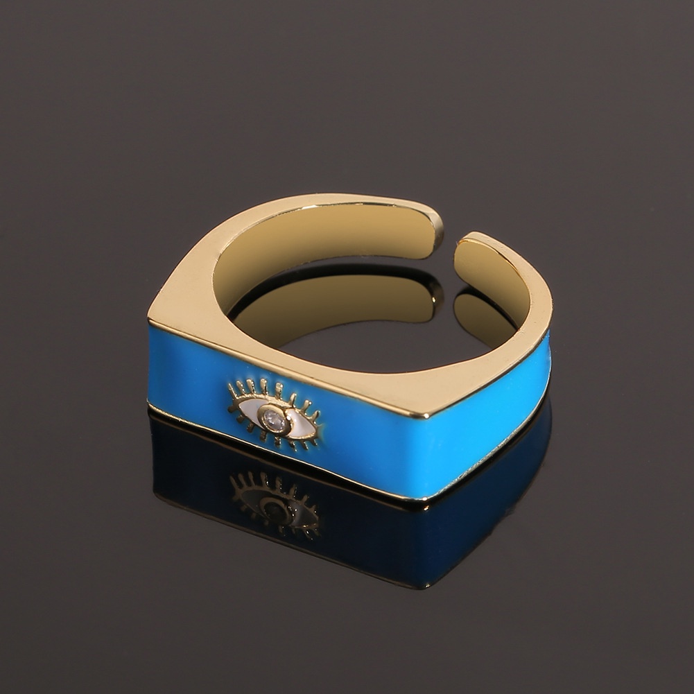 Eropa dan Amerika baru minyak menetes perhiasan tangan mata jahat desain pembukaan cincin adjustable