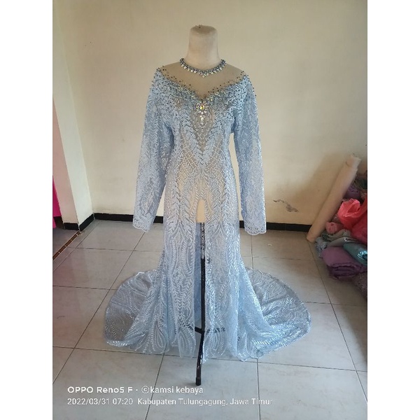 kebaya brokat mutiara smpai pinggang