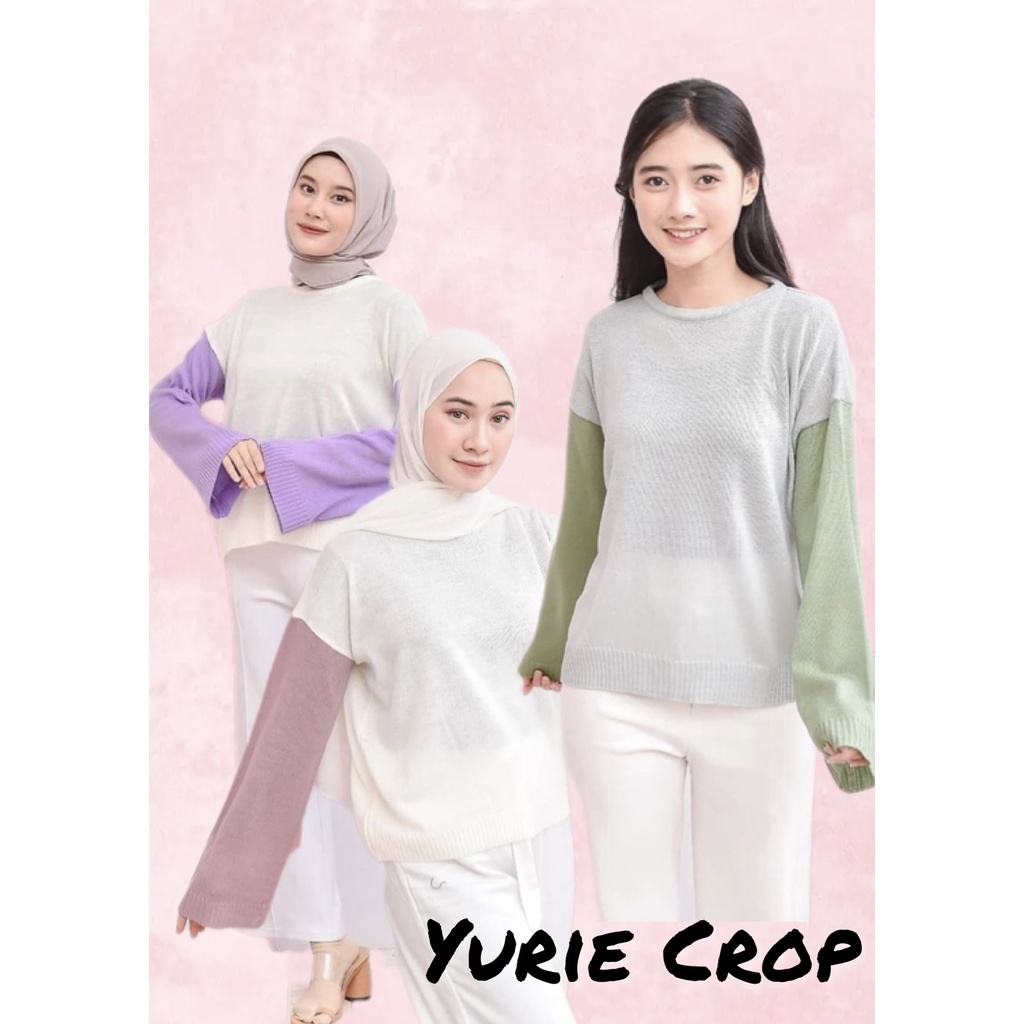 Yurie crop blouse atasan wanita model colorfull