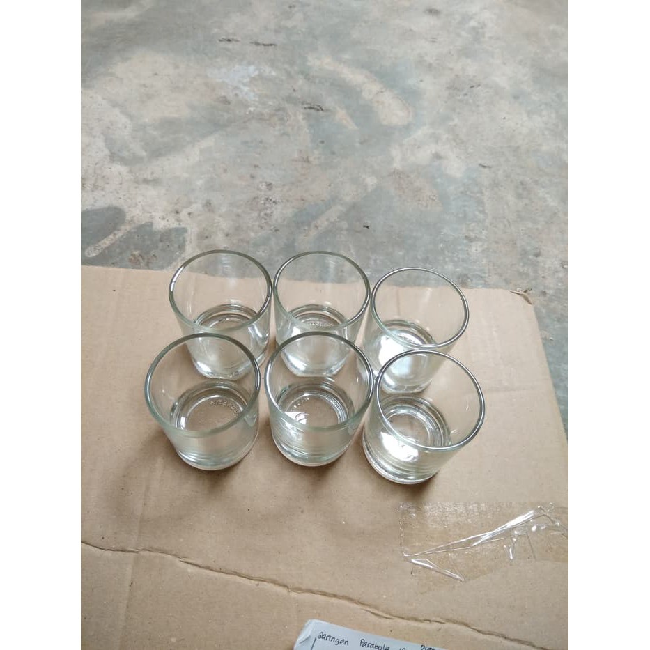 6Pcs Gelas Beling Bening / Gelas Sloki / Jamu Kecil Mini - TJ2