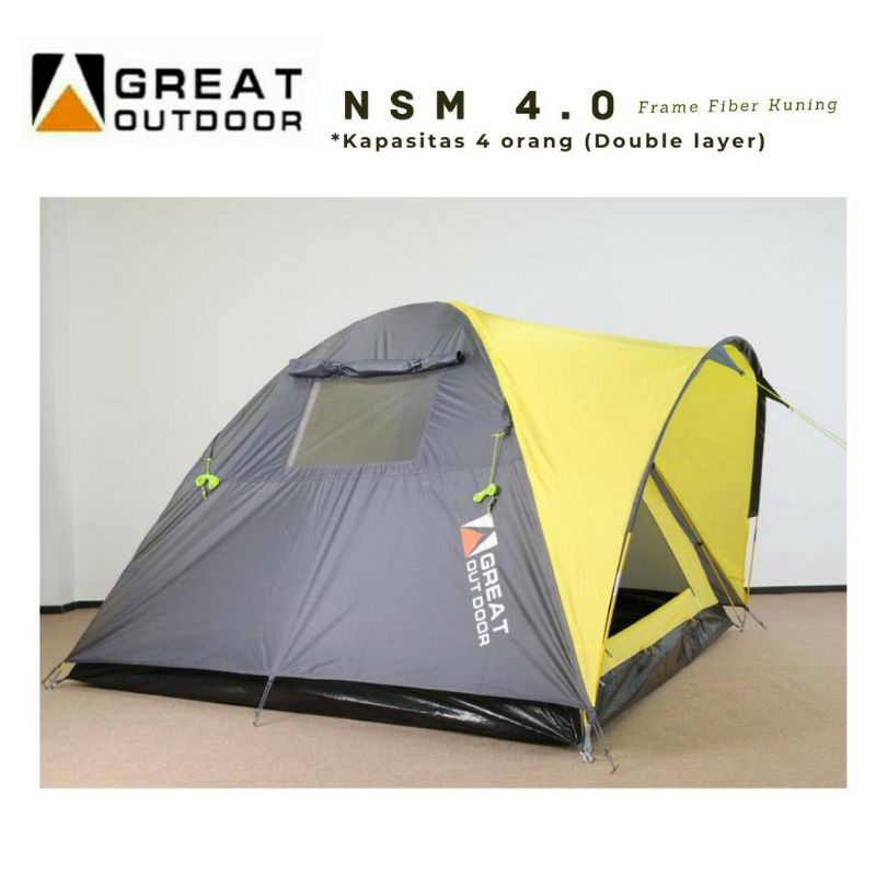 Tenda Camping Great Outdoor NSM 4.0 Frame kuning bergaransi Kapasitas 4 orang Go NSM 4