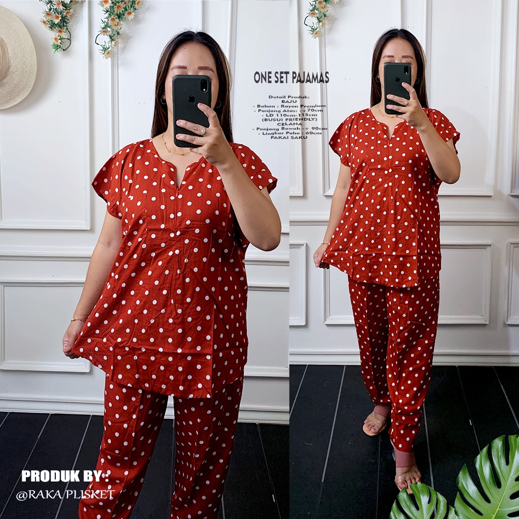 ONE SET PAJAMAS RAYON LENGAN PENDEK SLETING BUSUI