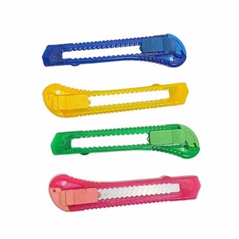 OBRAL PISAU CUTTER - KATTER PLASTIK BESAR WARNA WARNI / TRANSPARANT YELLOW BLUE GREEN PINK