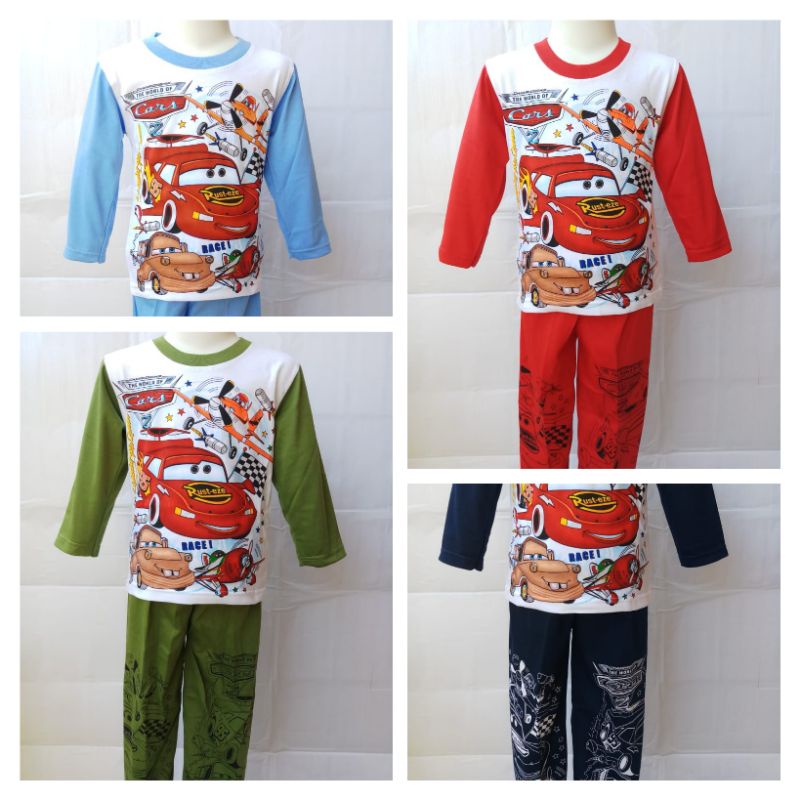 Setelan baju tidur piyama anak laki laki cars 1-8th
